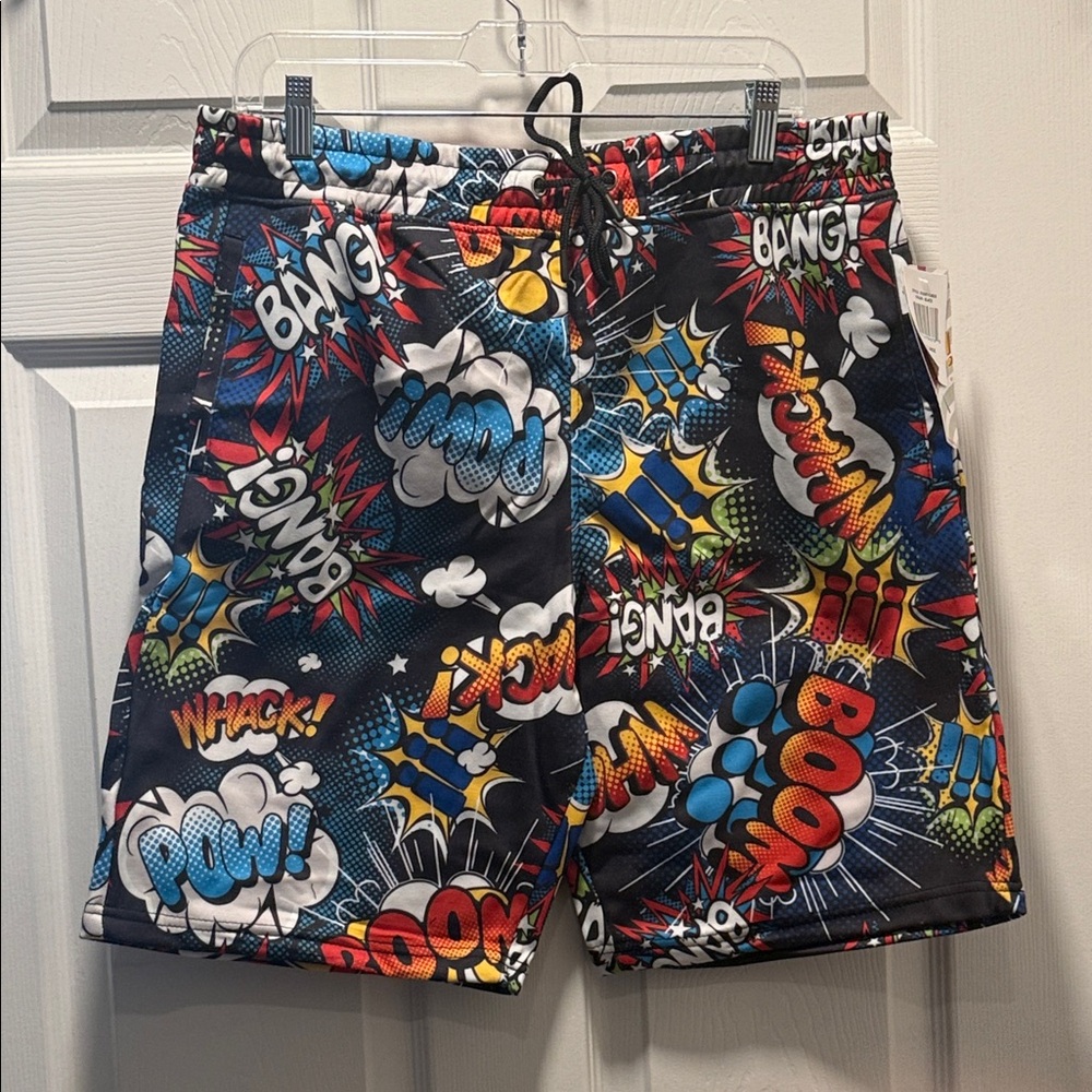 Vibrant Comic Print Athletic Shorts